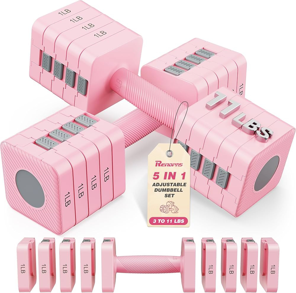 Rendpas Adjustable Dumbbell Set of 2, 1-Sec Quick-Adjust Dual-Lock Design Dumbell Set for Women &... | Amazon (US)