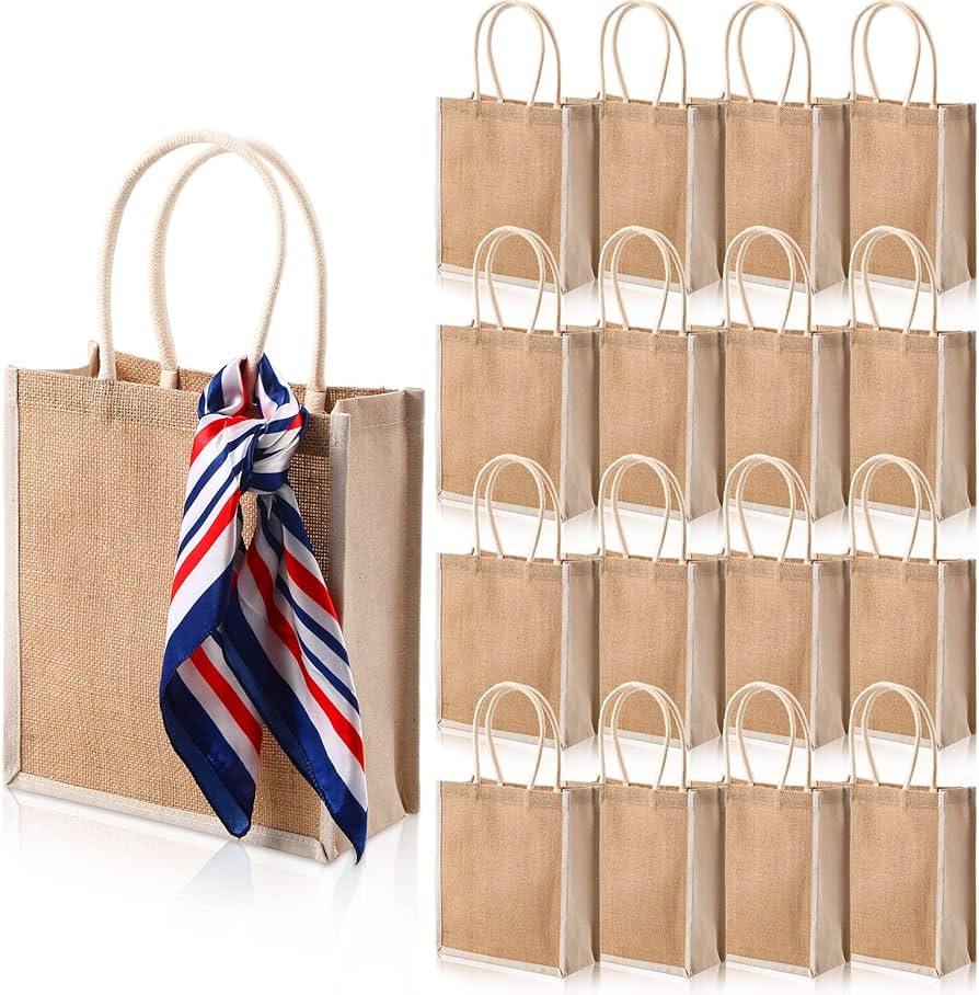 16 Pack Burlap Tote Gift Bags Burlap Beach Bags with Soft Handles Heavy Duty Multipurpose Jute Sh... | Amazon (US)