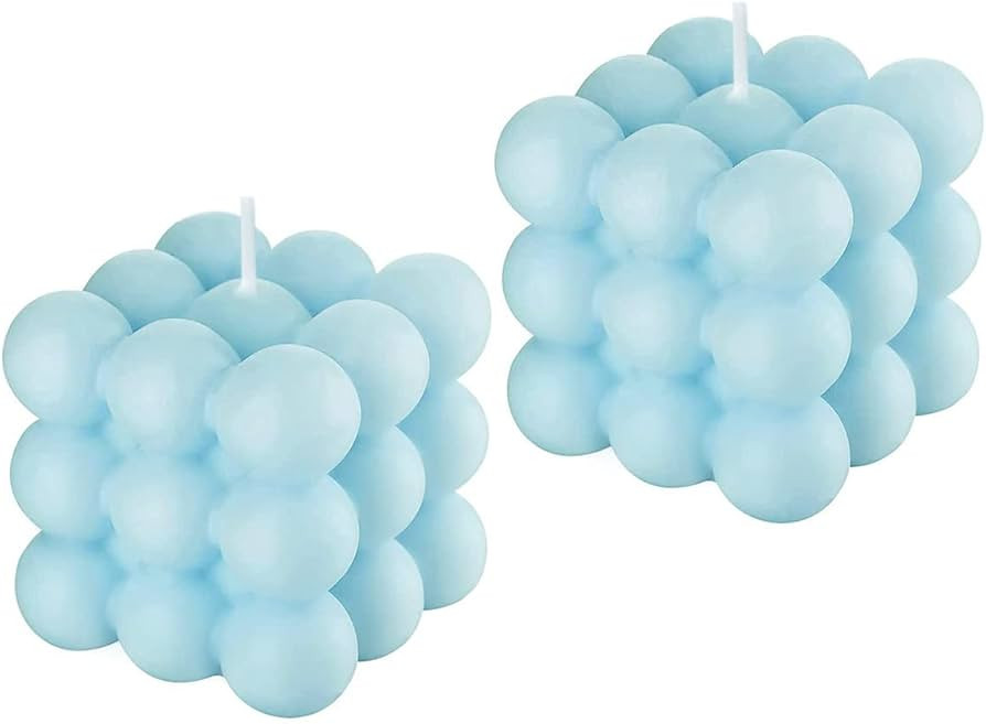 Valentine's Blue Bubble Candle 2PCS - Fresh Scented Scandinavian Cube Candles, Danish Pastel Deco... | Amazon (US)