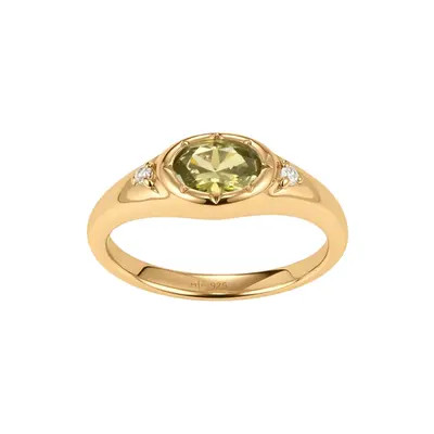 MADE BY MARY Oval Birthstone Signet Ring in March Gold Vermeil at Nordstrom, Size 10 | Nordstrom