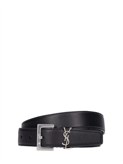 Saint Laurent - 3cm monogram smooth leather belt - Black | Luisaviaroma | Luisaviaroma