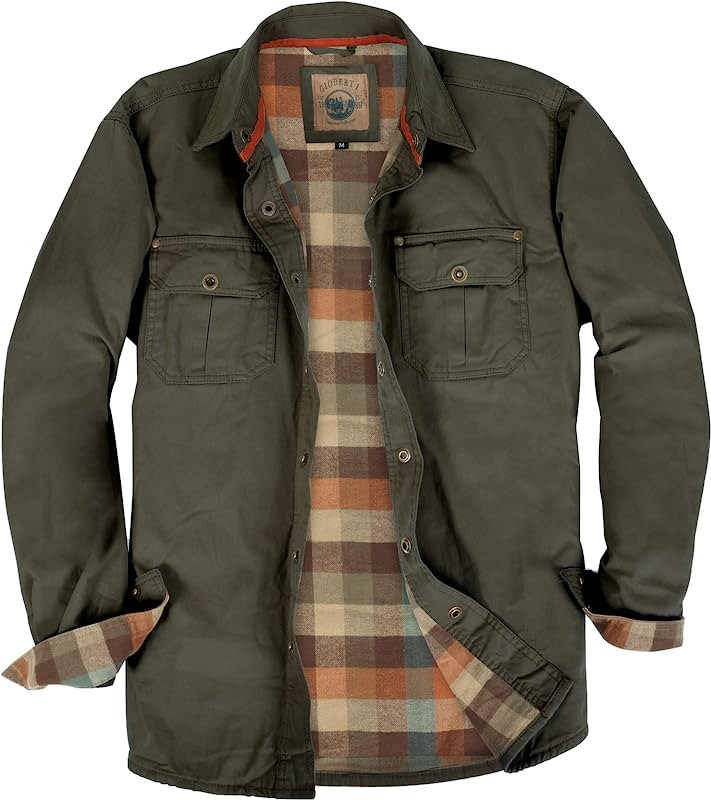 Gioberti Men's 100% Cotton Brushed and Soft Twill Shirt Jacket with Flannel Lining | Amazon (US)