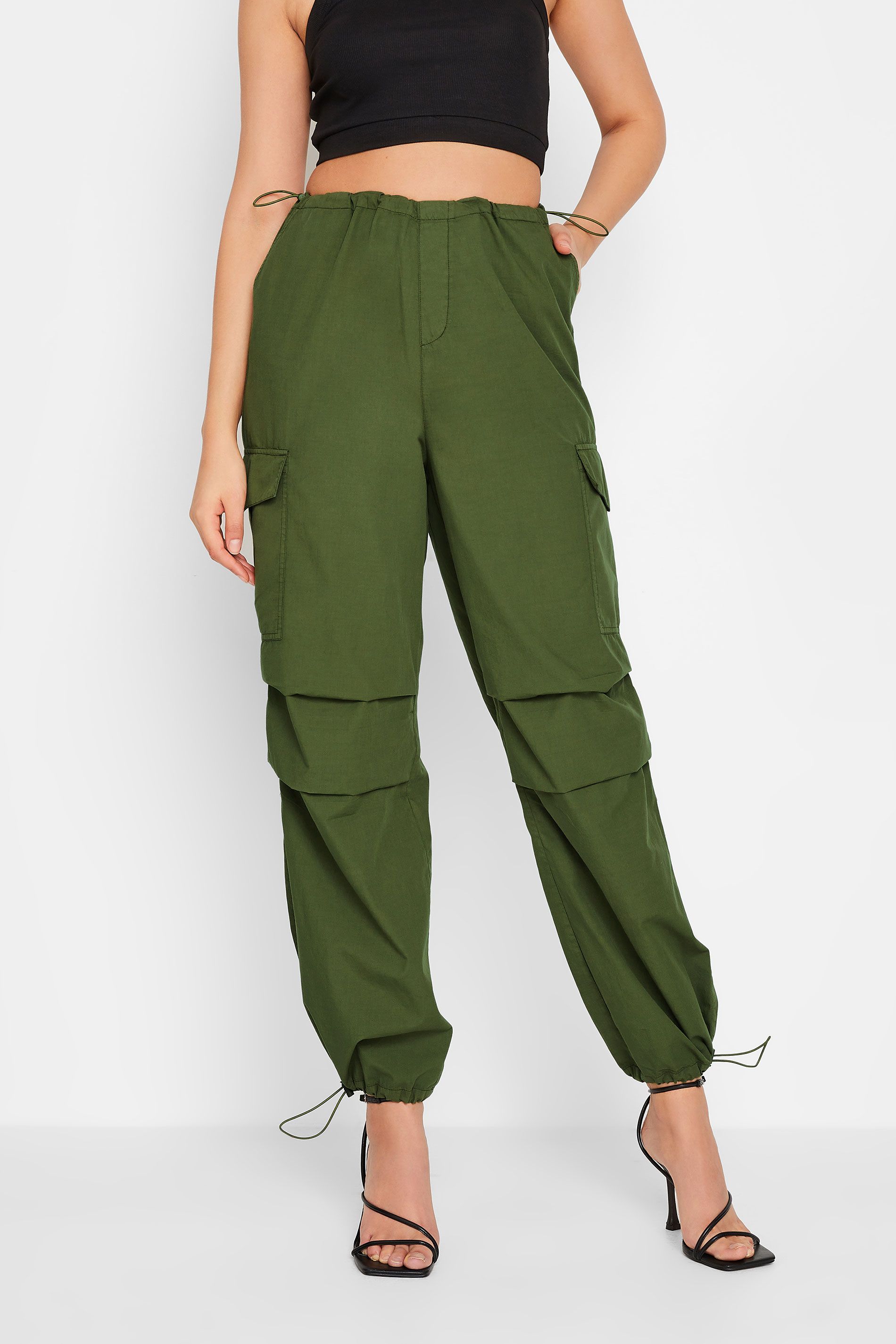 LTS Tall Khaki Green Parachute Trousers | Long Tall Sally