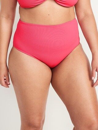 High-Waisted Ribbed Bikini Swim Bottoms for Women | Old Navy (US)