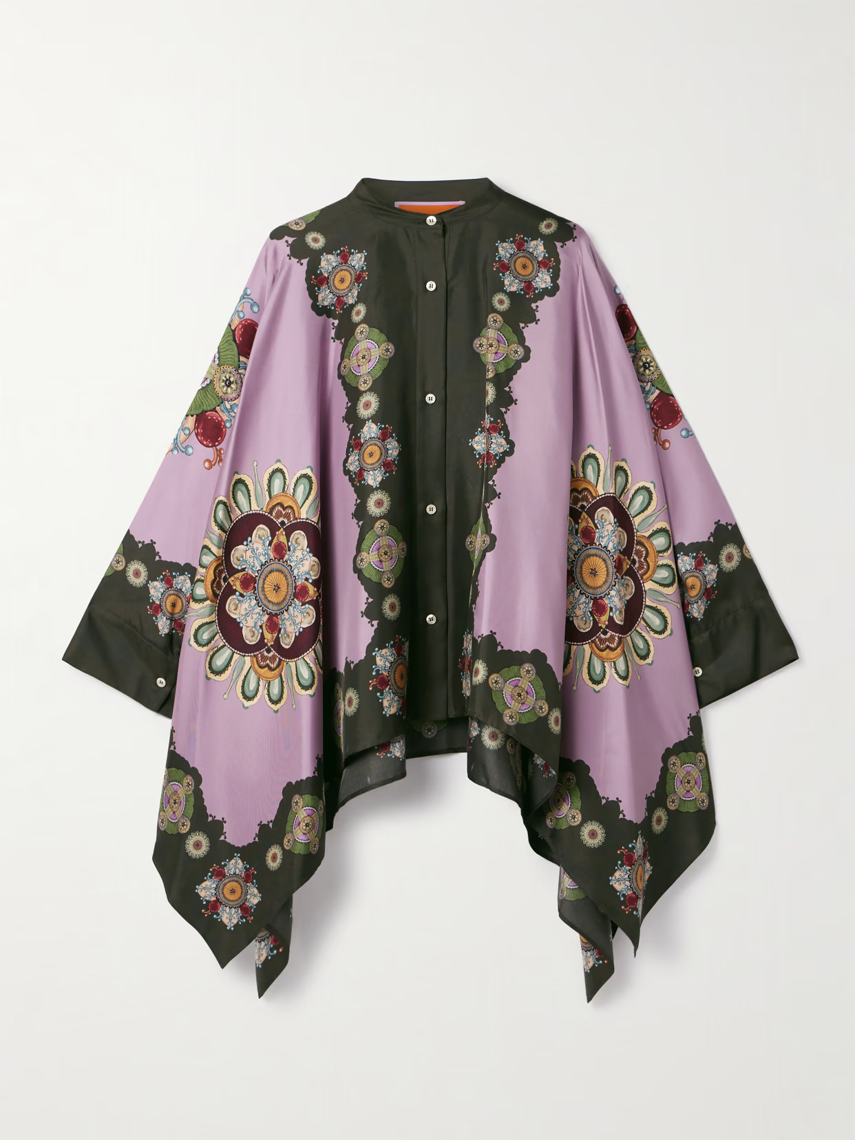 La DoubleJ - Icon Foulard Draped Printed Silk-twill Shirt - Purple | NET-A-PORTER (US)