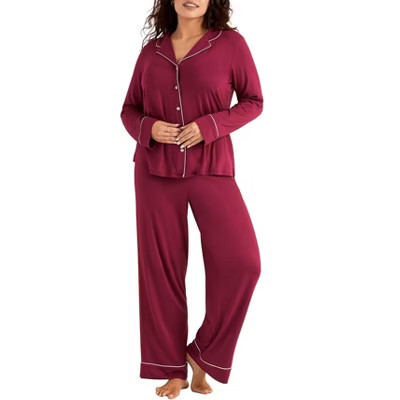 Adore Me Women's Matilda PJ Sleepwear 1X / Beet Red. | Target