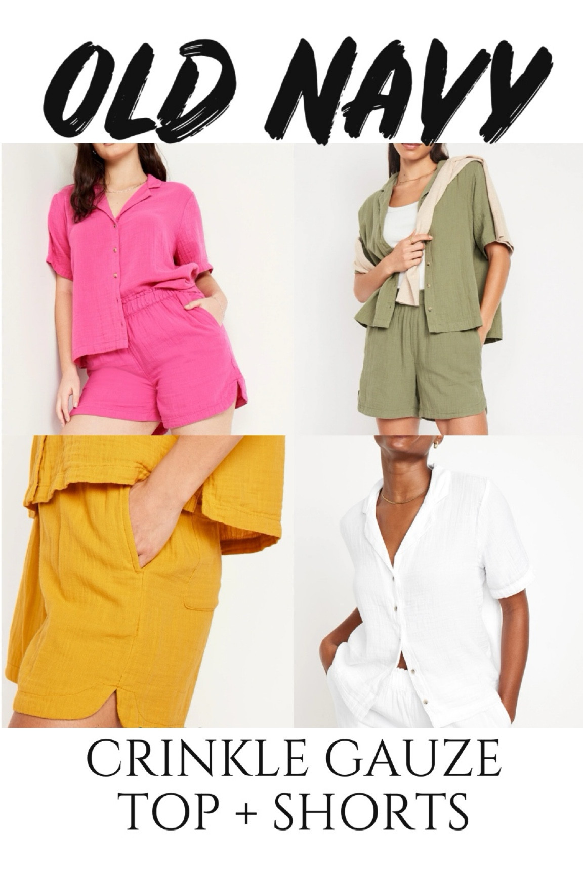 Old Navy crinkle gauze top and shorts—Works as a set or separates 
Perfect swimsuit cover-up! 
Fits tts 🛍️💕

#LTKstyletip #LTKfindsunder50 #LTKswim