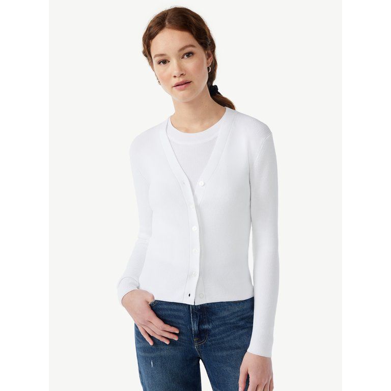 Free Assembly Women's V-Neck Cardigan with Long Sleeves | Walmart (US)