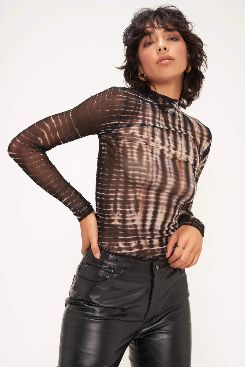 Insider Tie Dye Mesh Fitted Mock Neck - Euphoria Stripe Dye | Project Social T