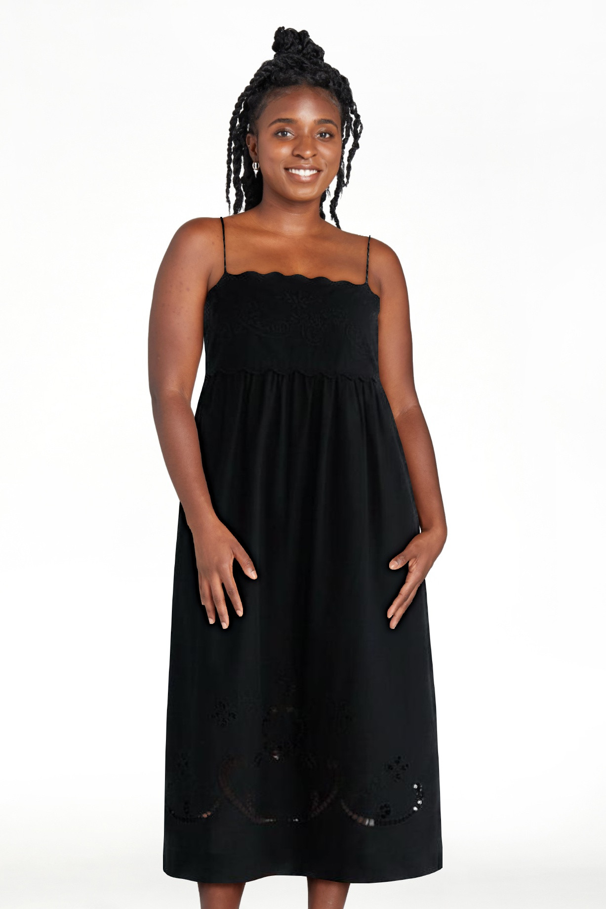 Free Assembly Women’s Embroidered Cotton Midi Dress, Sizes XS-XXL | Walmart (US)