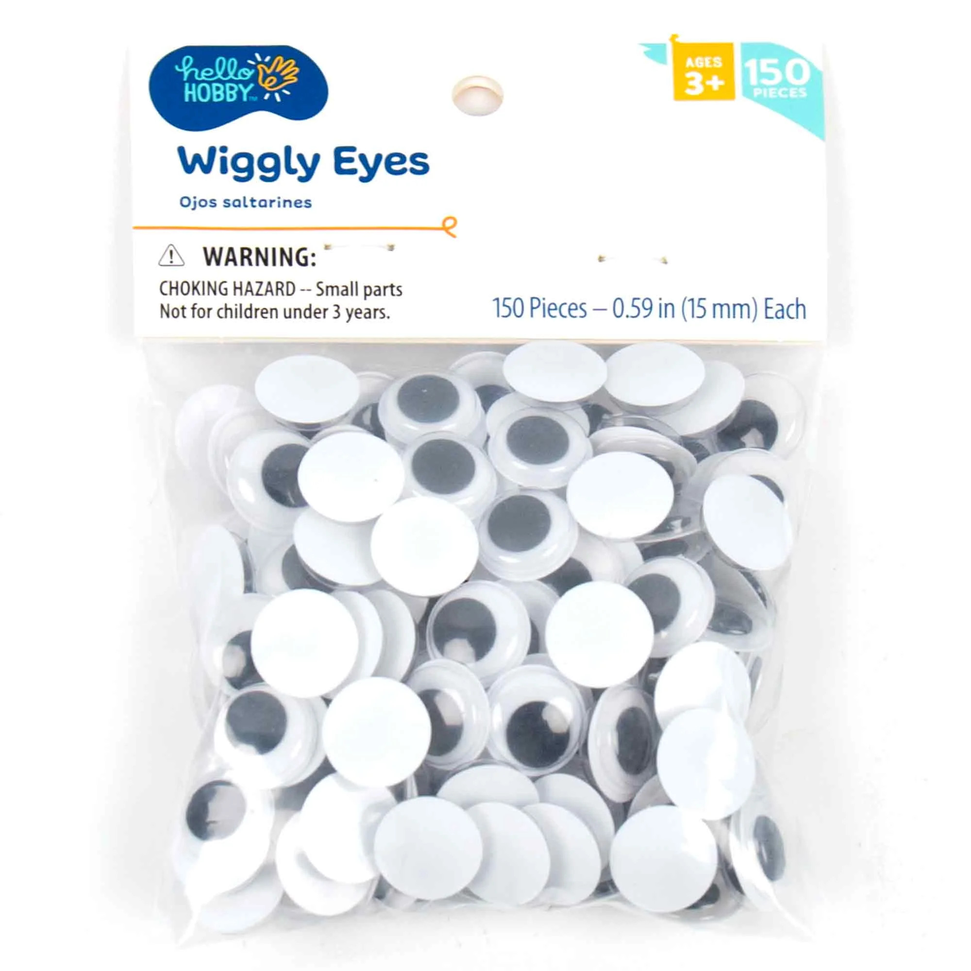 Hello Hobby Black and White Plastic Wiggly Eyes, 150-Pack | Walmart (US)