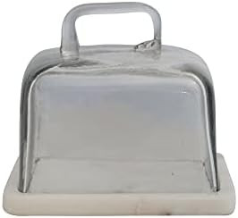 Glass Cloche with Marble Base, Clear and White | Amazon (US)