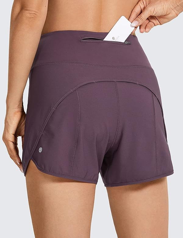 CRZ YOGA Women's High Waist Workout Running Shorts Mesh Liner 4'' - Quick Dry Mesh Athletic Sport Gy | Amazon (US)