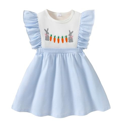 Tinypainter Toddler Girl Easter Dress Embroidered Bunny Outfit 3-8 Years Girl Easter Clothes Blue | Amazon (US)