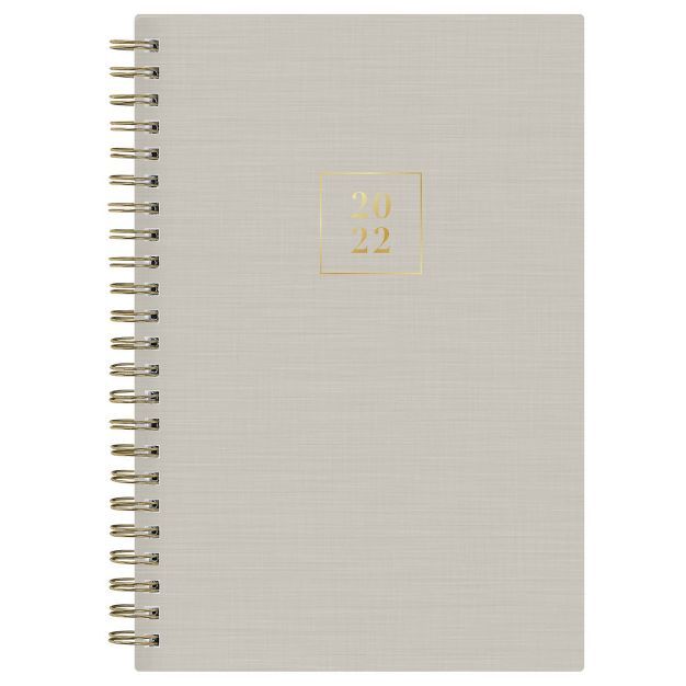 2022 Planner 5" x 8" Weekly/Monthly Wirebound Fabric Hardcover Solid Tan - Rachel Parcell by Blue... | Target