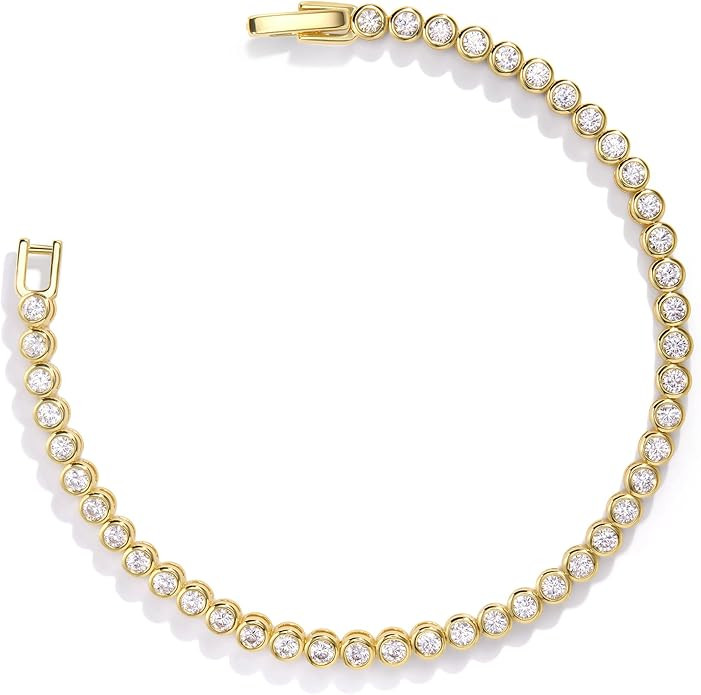 14K Gold Filled Tennis Bracelets for Women, 2mm 2.5mm 3mm Cubic Zirconia Bezel Gold Tennis Bracel... | Amazon (US)