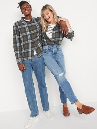 Oversized Gender-Neutral Patterned Flannel Shirt for Adults | Old Navy (US)