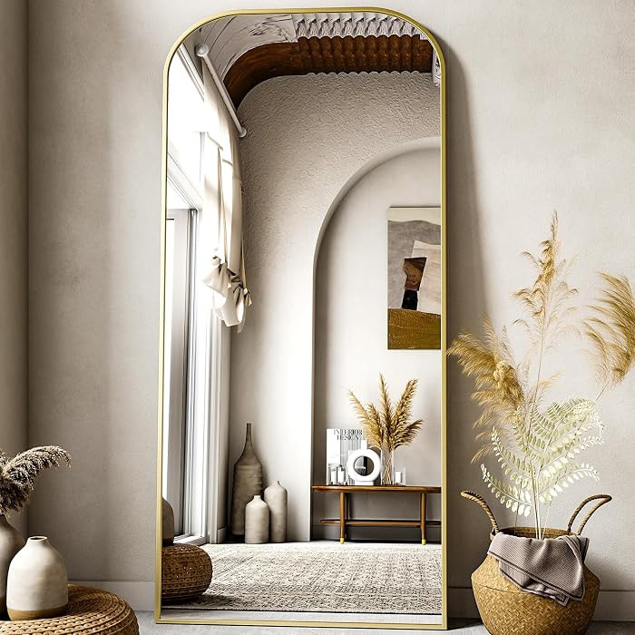 Full Length Mirror, 71"x28" Floor Mirror Freestanding, Arched Floor Standing Large Mirror Full Bo... | Amazon (US)