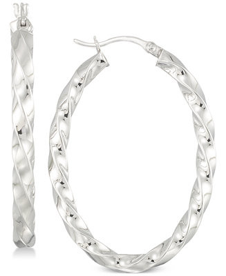 Simone I. Smith Textured Hoop Earrings in Sterling Silver - Macy's | Macy's