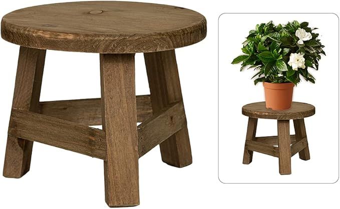 Mini Wooden Stool Plant Stand, Small Side Table, Potted Rack Planter Supports, Decorative Plant H... | Amazon (US)