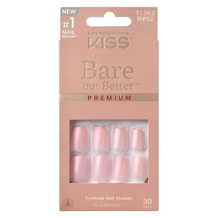 KISS Bare but Better Premium Press-On Nails, ‘Spicy’, Pink, Short Square, 33 Ct. | Walmart (US)