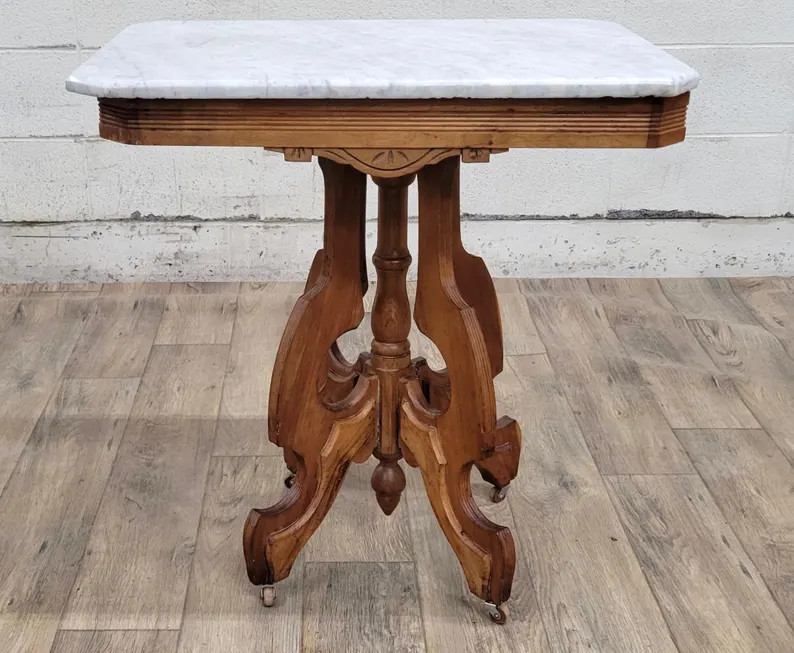Antique Victorian Eastlake Marble Top Parlor Table Occasional Table - Etsy | Etsy (US)