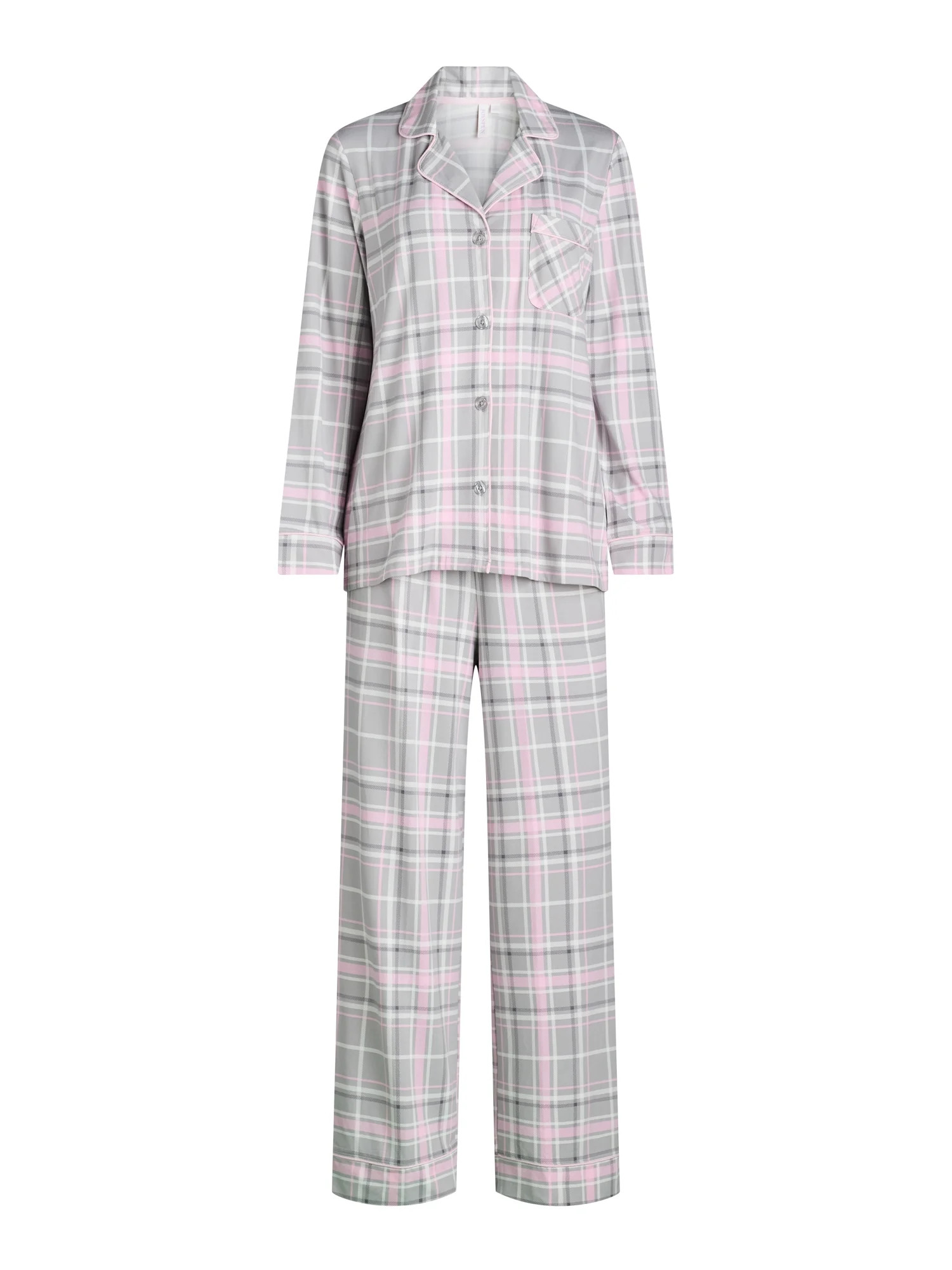 Joyspun Women's Jersey Notch Collar Top and Pants Pajama Set, 2-Piece, Sizes XS-4X | Walmart (US)