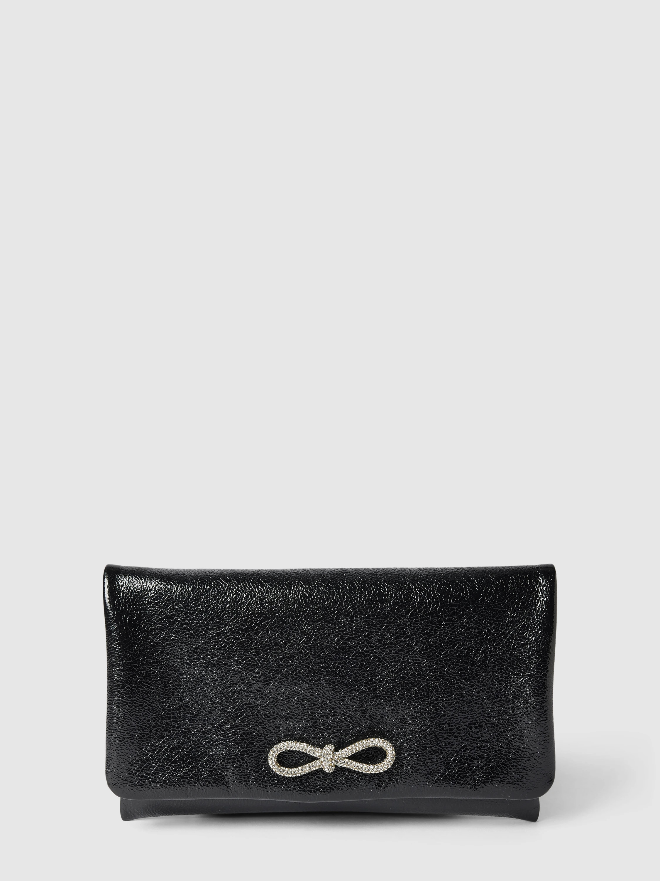 Abro Clutch aus Leder mit Strasssteinbesatz (metallic schwarz) online kaufen | Peek & Cloppenburg* Düsseldorf DE