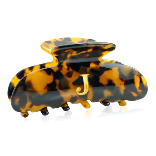 Fohufo Initial Cute Hair Clips - Tortoise Shell Letter Elegant Hair Claw Clips, Fashion Glitter Claw Clips Durable Hair Clips, Wedding Gift, Bridesmaid Gifts, Birthday Gifts, Christmas Gift, Letter J | Amazon (US)