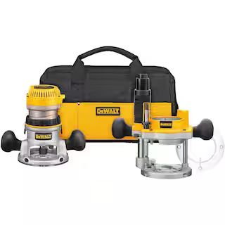 DEWALT 12 Amp Corded 2-1/4 Horsepower Fixed and Plunge Base Router Kit DW618PKB - The Home Depot | The Home Depot