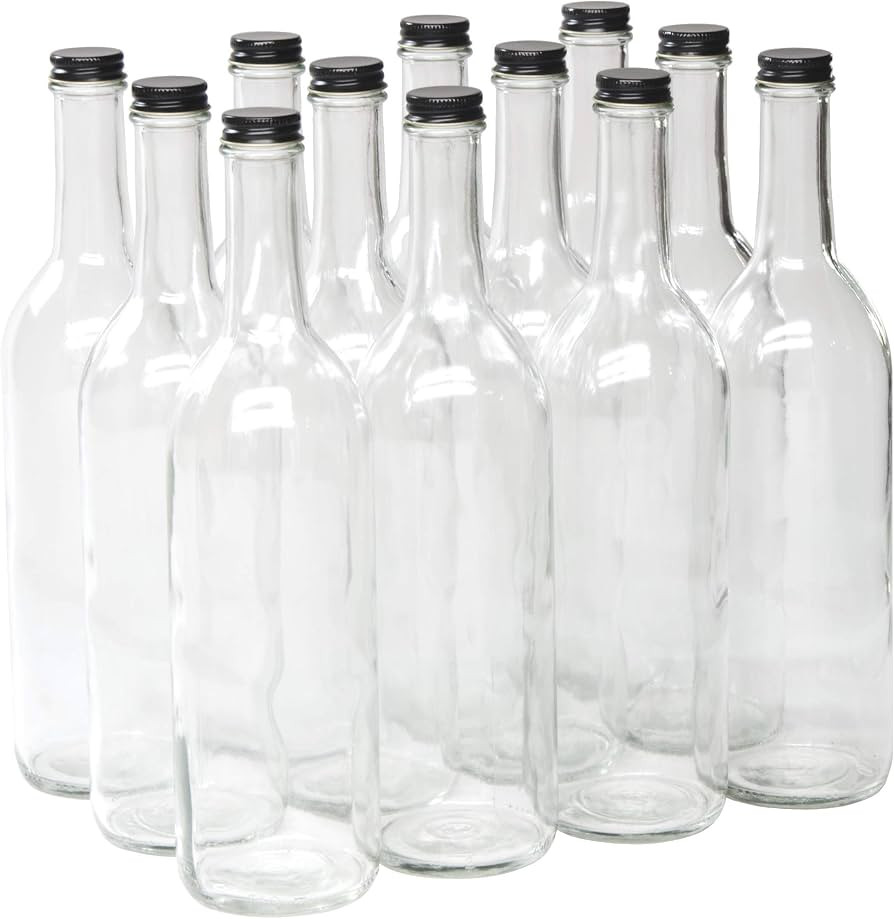 North Mountain Supply - W5CTCL-BK 750ml Clear Glass Bordeaux Wine Bottle Flat-Bottomed Screw-Top ... | Amazon (US)