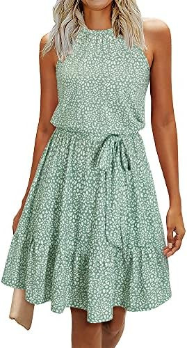 Newshows Women's 2026 Fashion Summer Halter Dresses Casual Sleeveless Ruffle Sundress with Pocket... | Amazon (CA)