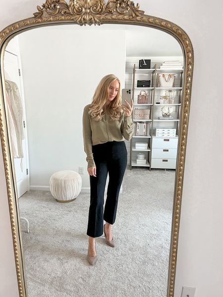 This blouse is 100% silk and machine washable. I’m wearing a small and leggings friendly too! 

Pants are my favorite black work pants because they’re flattering and comfortable. I’m wearing a medium in the pants. 

Use code AMANDAJOHNXSPANX for 10% off your purchase. 

Fall fashion outfit // business casual look 

#LTKSeasonal #LTKworkwear #LTKstyletip