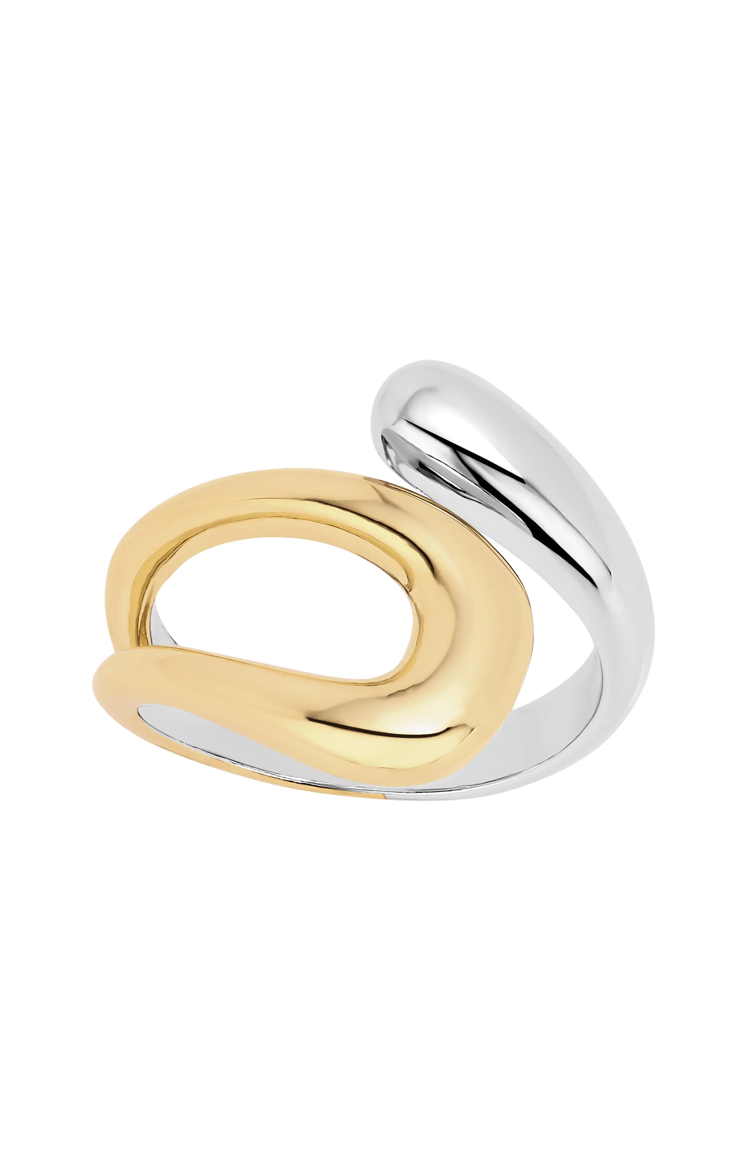 ATHRA LUXE The Deux-Tone Open Bypass Ring in Silver at Nordstrom, Size 6 | Nordstrom