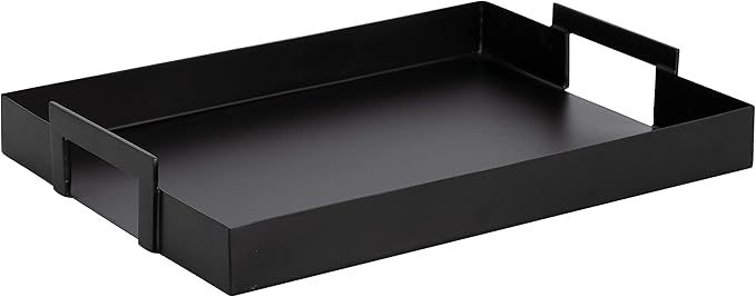 Kate and Laurel Myo Modern Sleek Metal Rectangle Tray, 17 x 13 x 3, Black, Contemporary Minimal R... | Amazon (US)