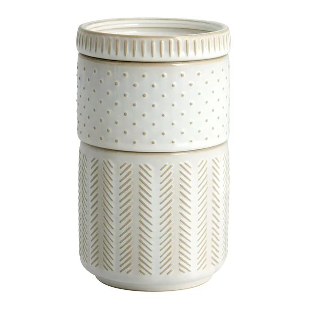 Better Homes & Gardens 3-Piece Textured Ceramic Stackable Jar Set, Creamy White | Walmart (US)