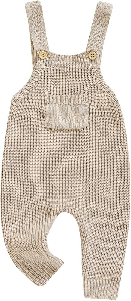 Infant Toddler Baby Girl Boy Winter Outfits Knit Romper Overall Unisex Baby Suspender Jumpsuit Pa... | Amazon (US)