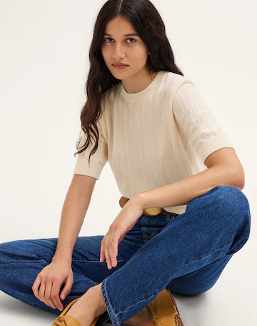 Pointelle-Stitch Crewneck Sweater Tee | Madewell