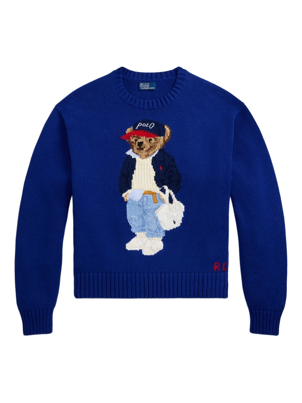 intarsia-knit embroidered polo bear crewneck sweater | Farfetch Global