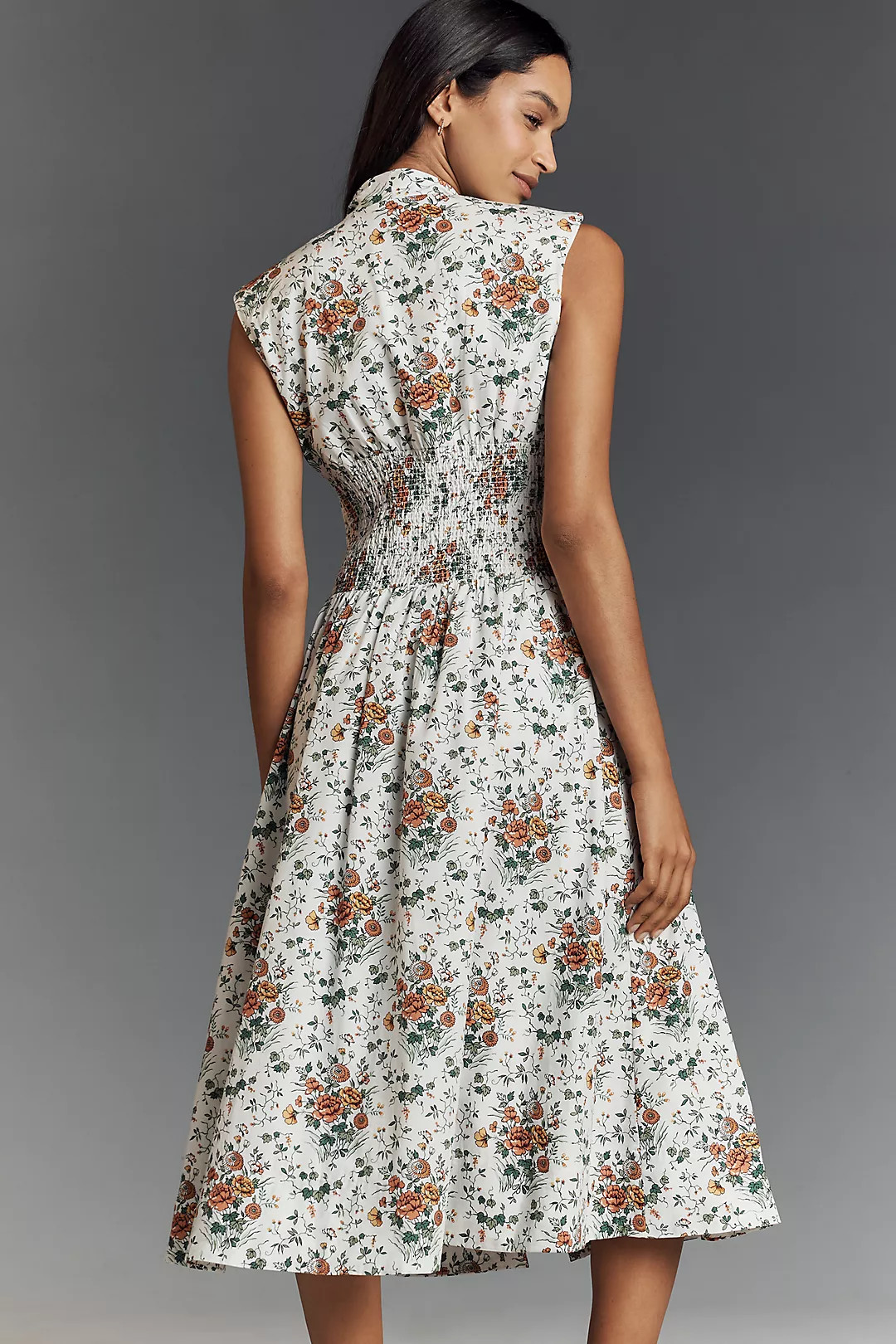 The Tommie Cap-Sleeve Smocked Front-Zip Shirt Dress | Anthropologie (US)