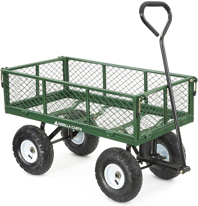 Gorilla Carts GOR400-COM Steel Garden Cart, Steel Mesh Removable Sides, 3 cu ft, 400 lb Capacity,... | Amazon (US)