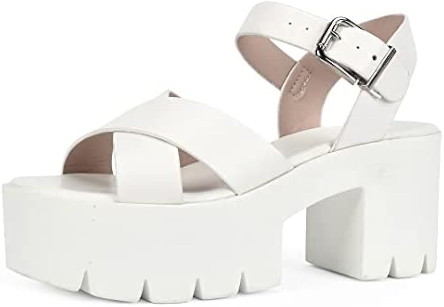 READYSALTED Women's Cleated Chunky Platform Sandals in Open Toe Ankle Strap Block Heel(JAFFA) | Amazon (US)