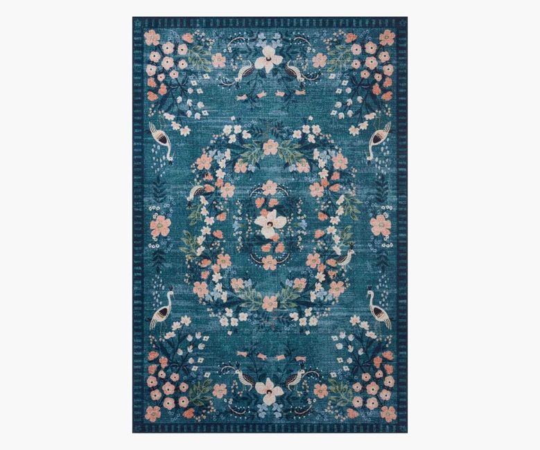 Palais Luxembourg Teal Printed Rug | Rifle Paper Co.