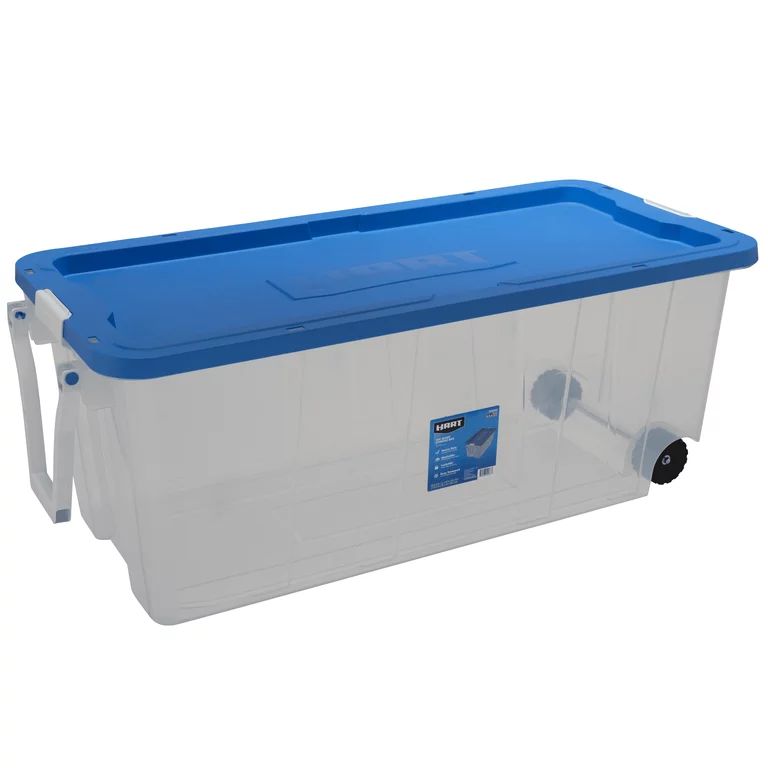 HART 200 Quart Latching Rolling Plastic Storage Bin Container W. Pull Handle, Clear | Walmart (US)