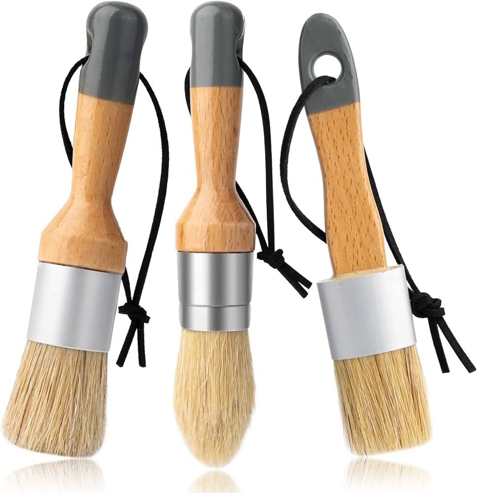 Mister Rui Chalk Wax Paint Brush, 3pcs, Chalk Paint Brushes for Furniture, Small Wax Brush for Ch... | Amazon (US)