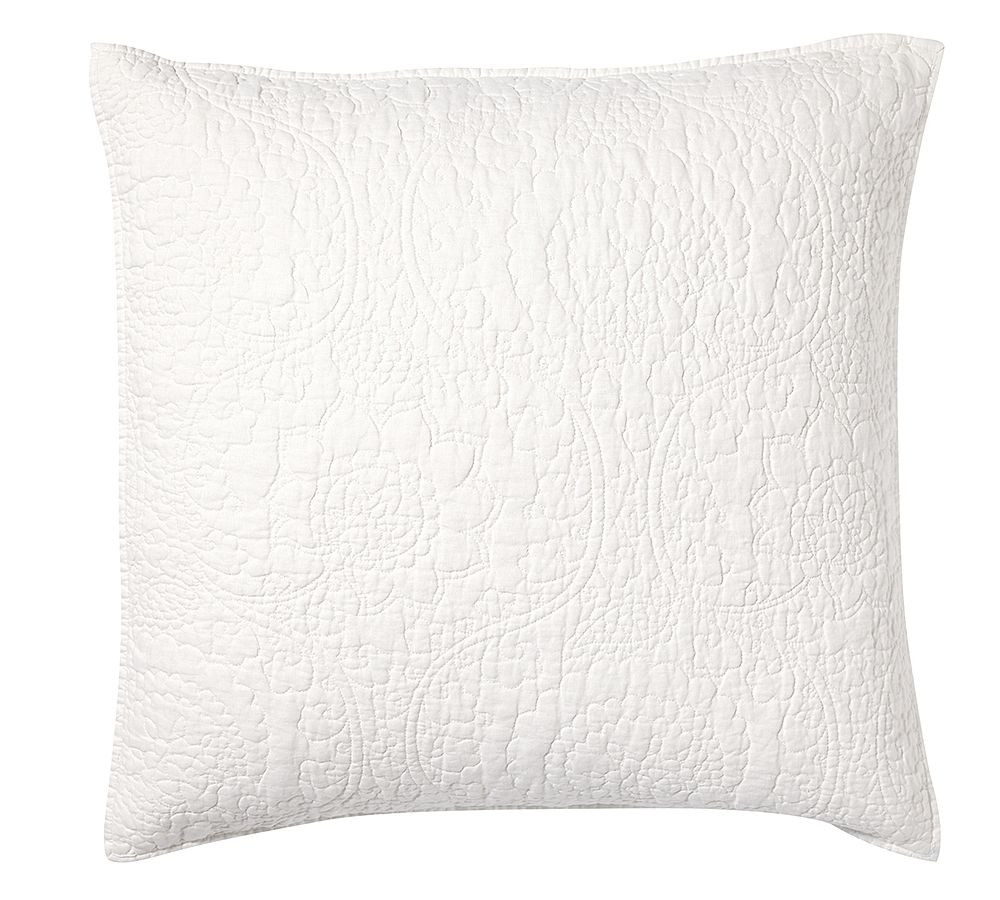 Belgian Flax Linen Floral Stitch Quilted Sham | Pottery Barn (US)