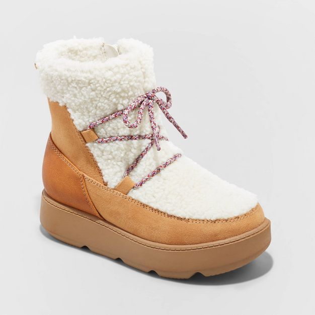 Girls' Arya Zipper Winter Shearling Style Boots - Cat & Jack™ | Target