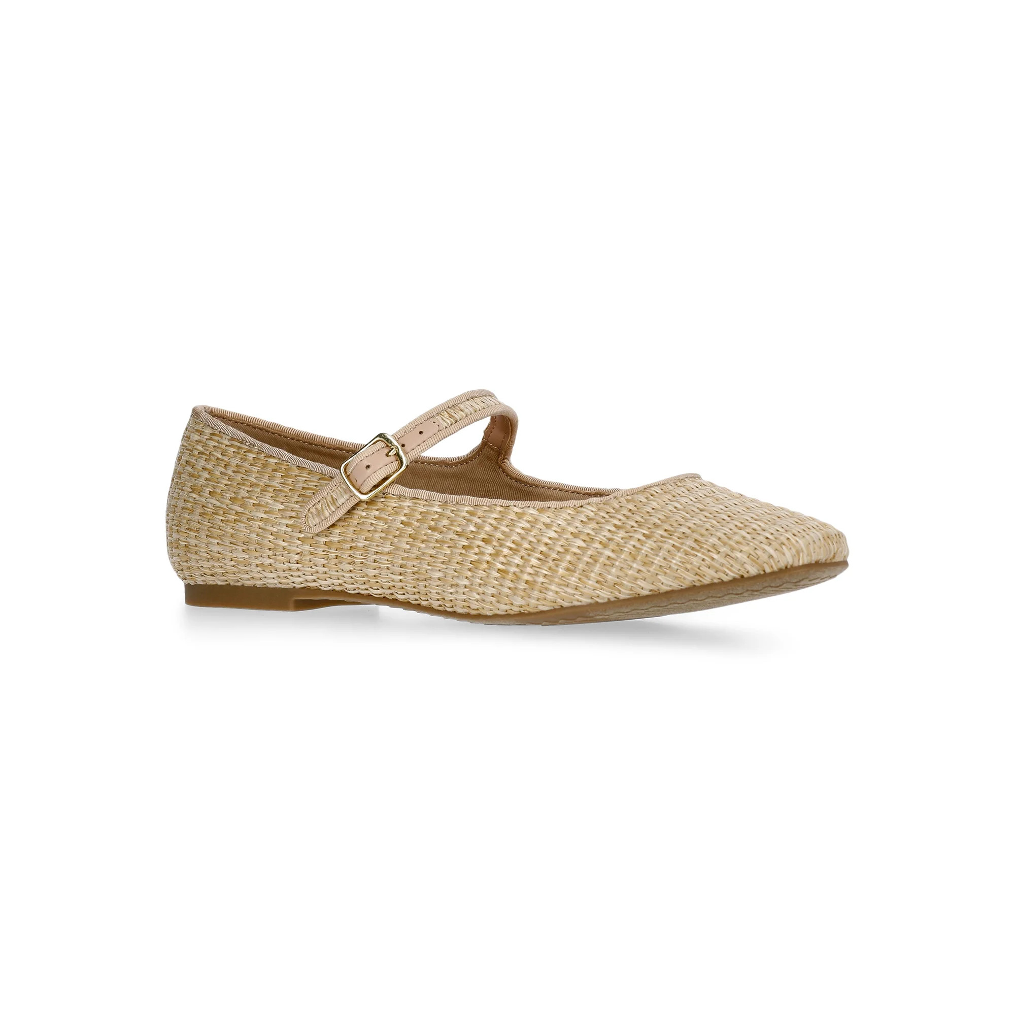 Time and Tru Women's Raffia Textured Mary Jane Flats | Walmart (US)