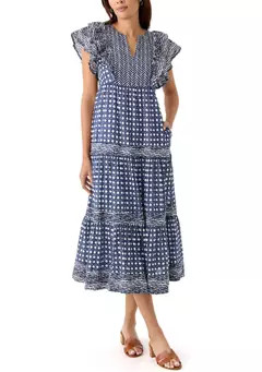 Crown & Ivy™ Women's Split Neck Printed Ruffle Dress | Belk