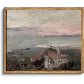 InSimSea Framed Wall Art for Living Room - Vintage Coastal Town Landscape Canvas - Rustic Farmhou... | Amazon (US)